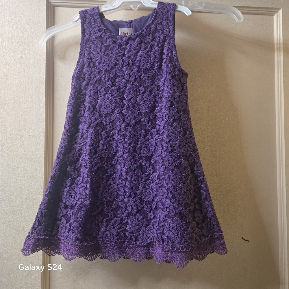Girls Purple Lace A-Line Dress